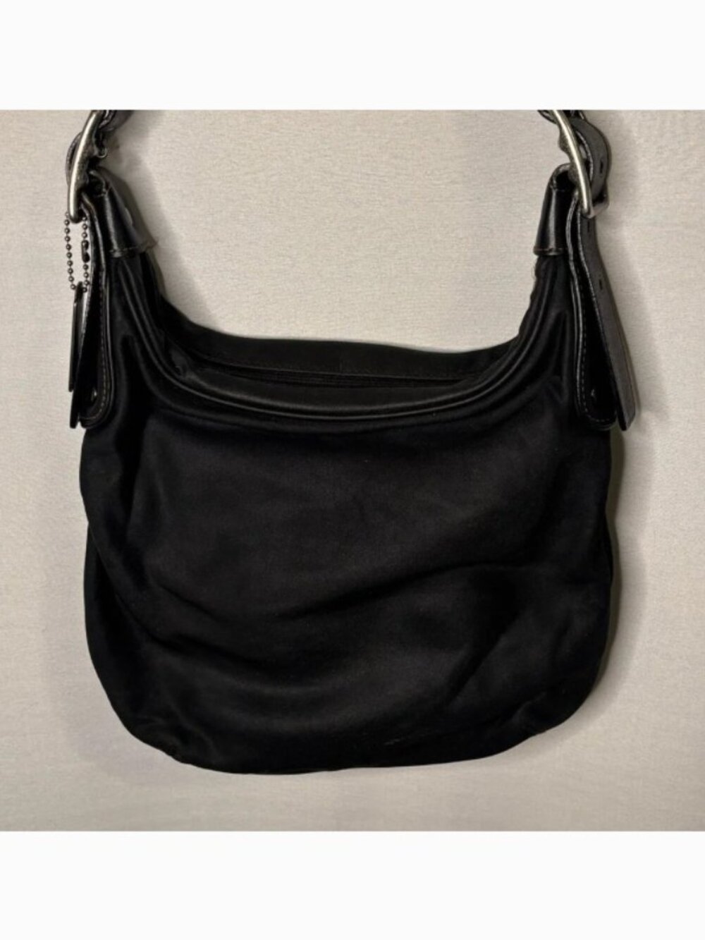 Coach Nylon Canvas Bag Hobo Black Crossbody Shoulder Purse